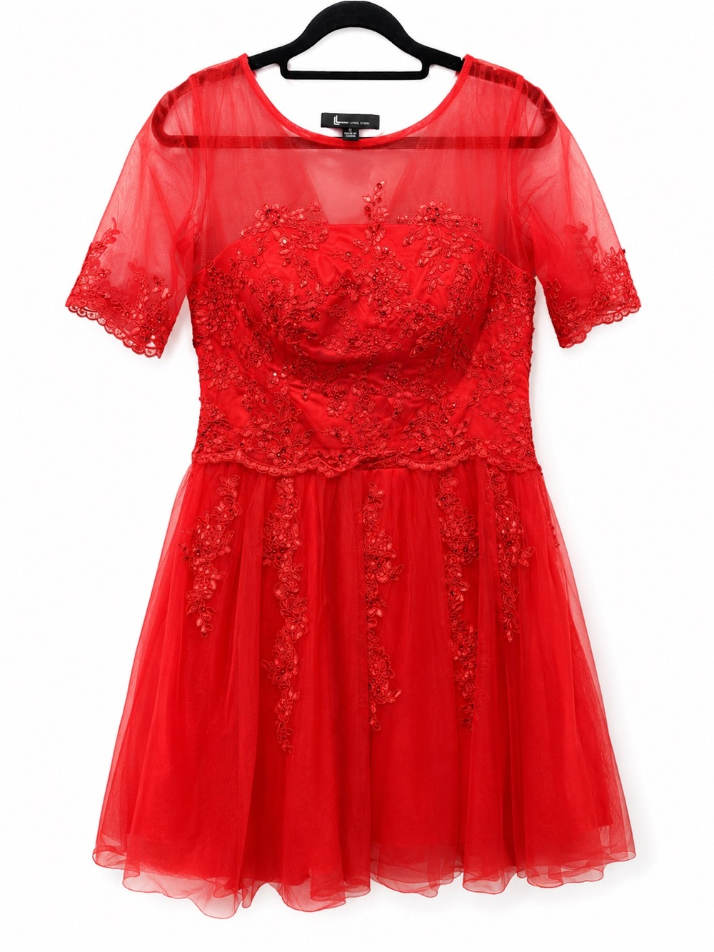 Little Lady Red Tulle Embroidered Kids Dress